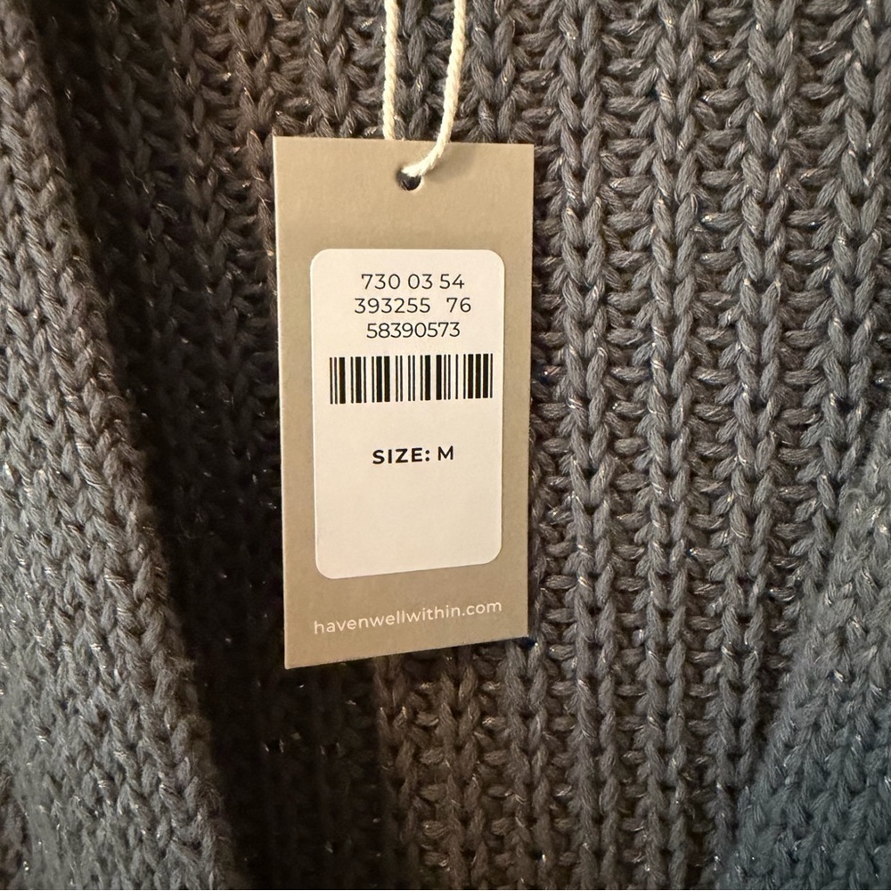 Haven Well Within Women's Gray Shimmer Knit Belted Cardigan Sweater - Picture 4 of 5